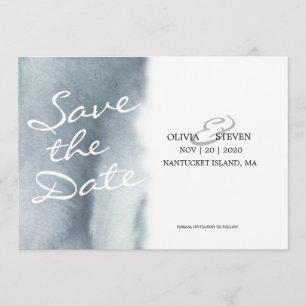 Dreamy Blue Grey Watercolor Wedding Save The Date