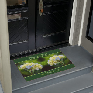 Dreamy Blue Hydrangea Flower Personalised Doormat