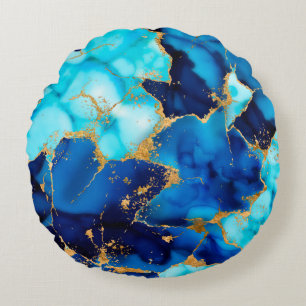 Dreamy Blue inks and Gold Round Cushion