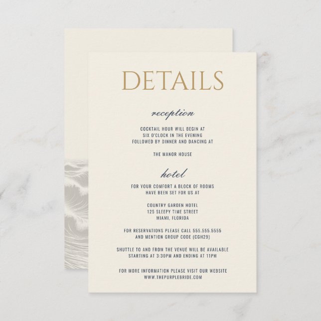 Dreamy Blue Palm Trees Wedding Enclosure Card (Front/Back)