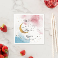 Dreamy Blue Pink Gold Over The Moon Baby Shower