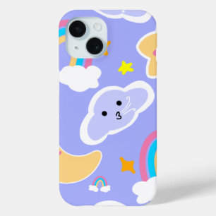 Dreamy Blue Rainbow Cloud Pattern iPhone 15 Case