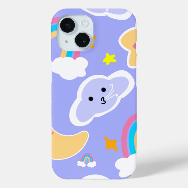 Dreamy Blue Rainbow Cloud Pattern Case-Mate iPhone Case (Back)