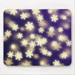 Dreamy Blue Snowflake Bokeh Lights Mouse Pad