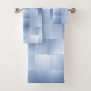 Dreamy Blue Tones in a Square Pattern Bath Towel Set