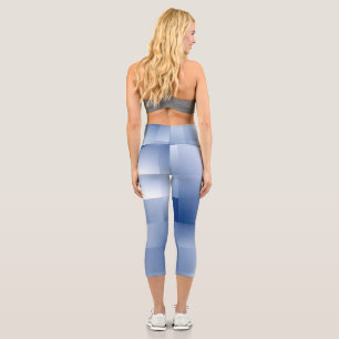 Dreamy Blue Tones in a Square Pattern Capri Leggings