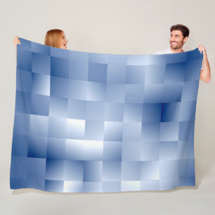 Dreamy Blue Tones in a Square Pattern Fleece Blanket