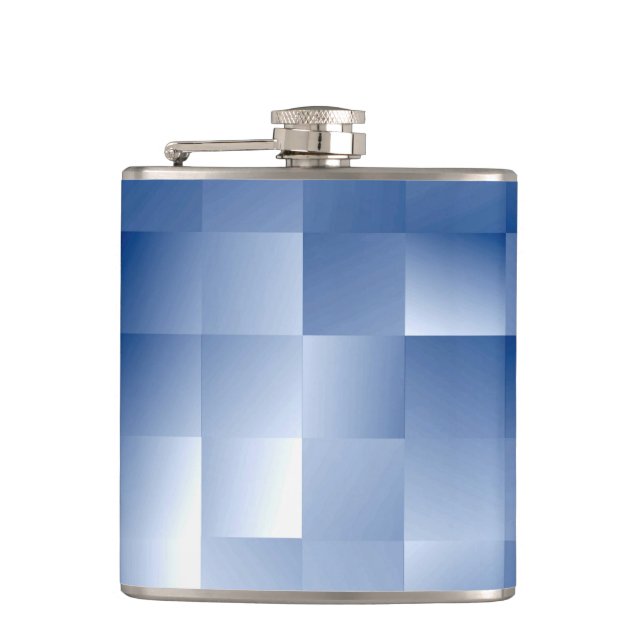 Dreamy Blue Tones in a Square Pattern Hip Flask (Front)