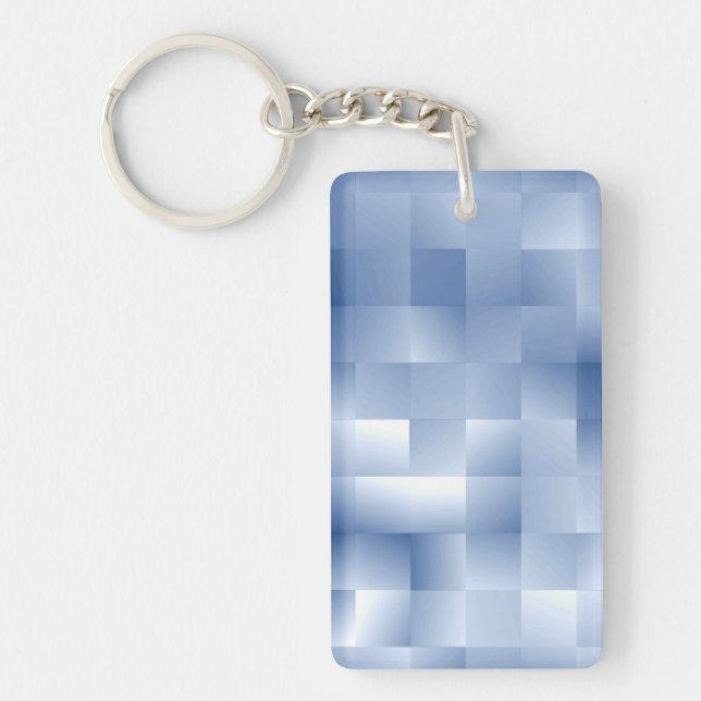 Dreamy Blue Tones in a Square Pattern Key Ring (Front)