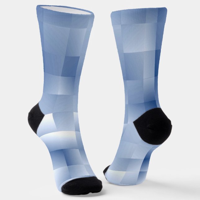 Dreamy Blue Tones in a Square Pattern Socks (Angled)