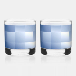Dreamy Blue Tones in a Square Pattern Whiskey Glass