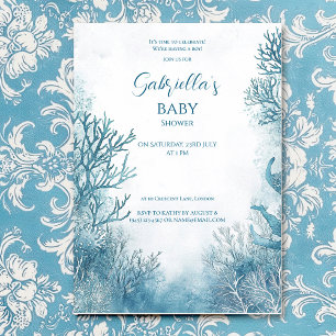 Dreamy Blue Under the Sea Baby Shower Invitation