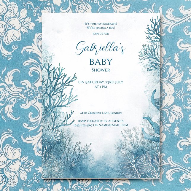 Dreamy Blue Under the Sea Baby Shower Invitation (Creator Uploaded)