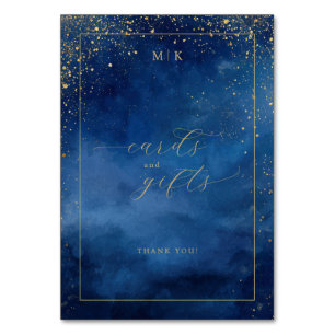 Dreamy Blue Watercolor Stars Table Number
