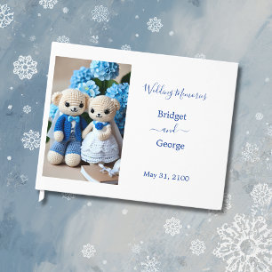 dreamy blue & white crochet wedding couple guest book
