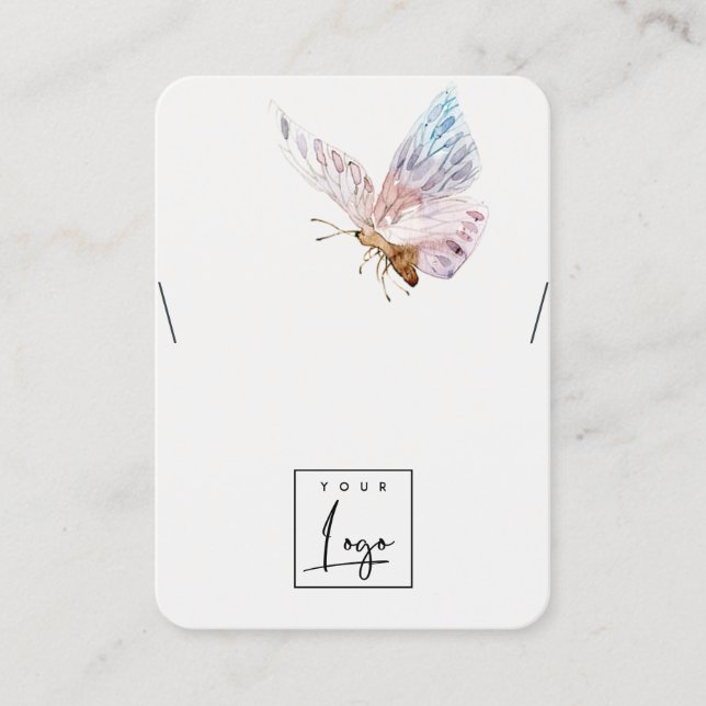 Dreamy Blush Aqua Butterfly Logo Necklace Display Business Card (Front)
