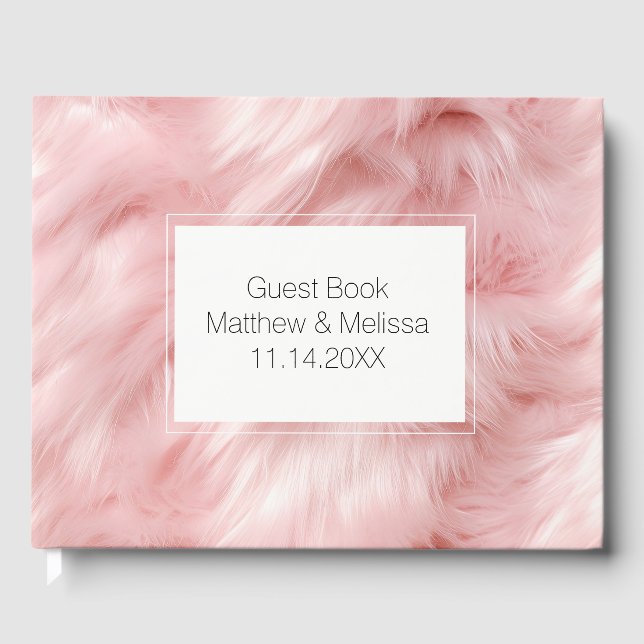 Dreamy Blush Pink Animal Fur Wedding Guest Book (Front)