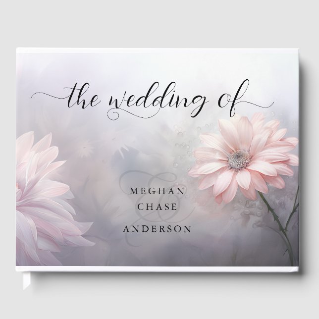 Dreamy Blush Pink Daisies Guest Book (Front)