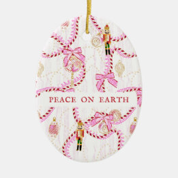 Dreamy Blush Pink Nutcracker Christmas Keepsake Ceramic Ornament