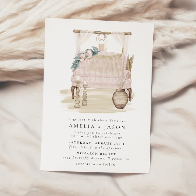 Dreamy Bohemian Beach Couple Wedding Invitation (Creator Uploaded)