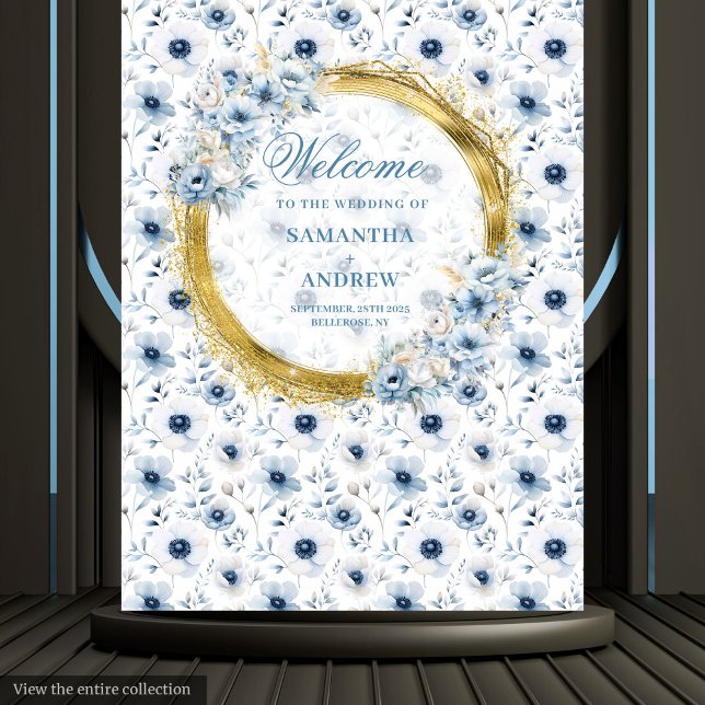 Dreamy Bohemian Light Blue Gold Wedding Banner Tapestry (Dreamy Bohemian Light Blue Gold Wedding Banner Tapestry )