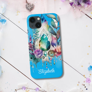 Dreamy Boho Crystals Dreamcatcher Aqua iPhone 13 Case