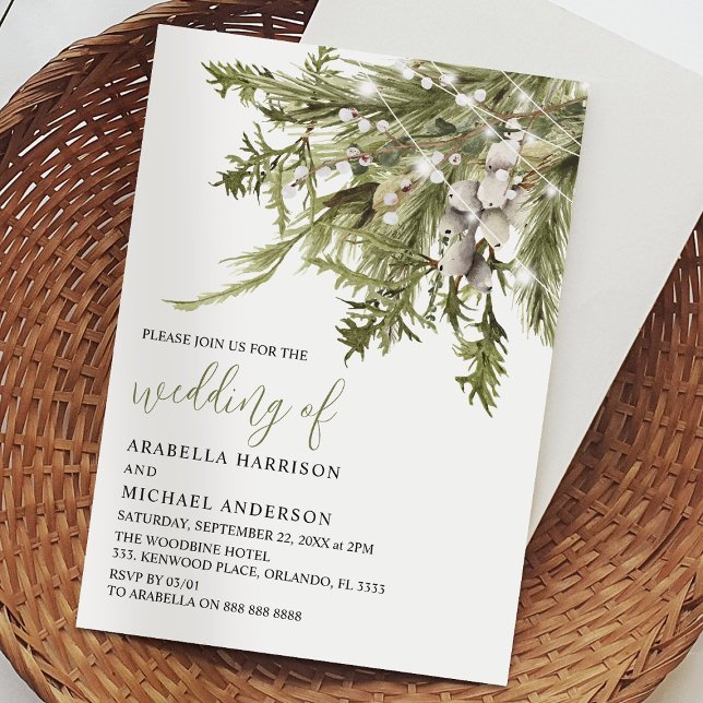 Dreamy Boho Watercolor Winter Wedding Invitation (Creator Uploaded)