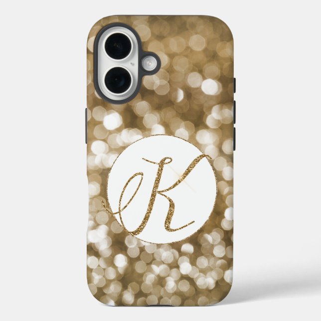 Dreamy Bokeh Gold Glitter Letter K Monogram Case-Mate iPhone Case (Back)
