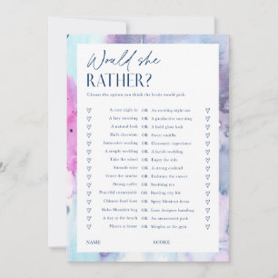 Dreamy Bridal Shower Would She Rather Game Card