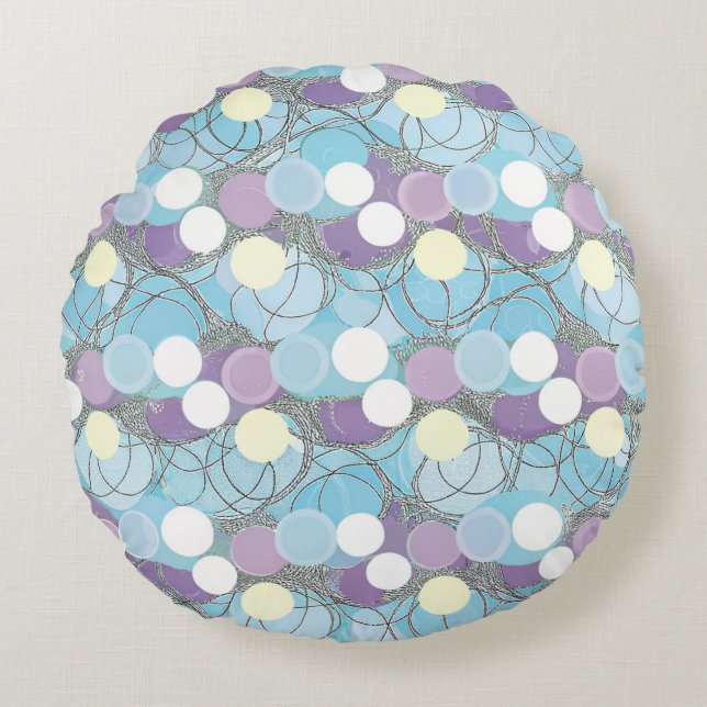 Dreamy Bubble Clouds Round Pouf Cushion (Front)