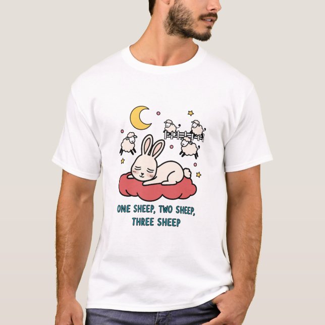 Dreamy Bunny Counting Sheep T-Shirt (Front)