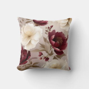 Dreamy Burgundy Flowers Cushion