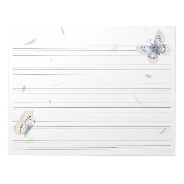 Dreamy Butterflies Music Manuscript Paper Musician Notepad (Front)