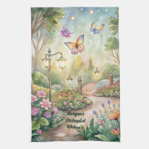 Dreamy Butterfly Garden Path - Enchanted Garden Tea Towel