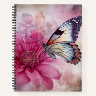 Dreamy Butterfly on Floral Canvas Notebook