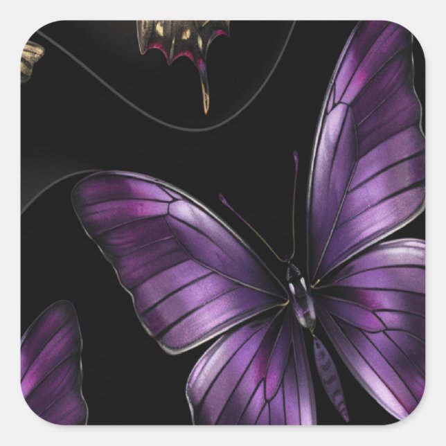 Dreamy Butterfly Pattern Square Sticker (Front)