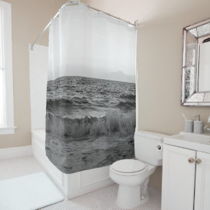 Dreamy Capri Ocean Sunset View 2 -BW Shower Curtain