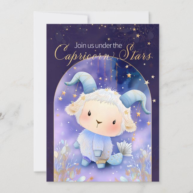 Dreamy Capricorn Starry Night Birthday  Invitation (Front)