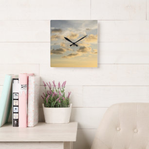 Dreamy Caribbean Clouds 4 Square Wall Clock