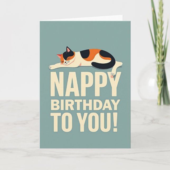 Dreamy Cat Birthday Card (Front)