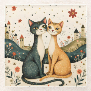 Dreamy Cats Glass Coaster