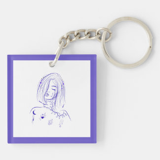 Dreamy Celestial Feminine Key Ring