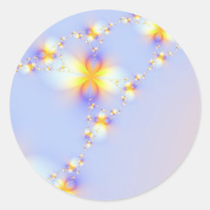 Dreamy Celestial Floral Starburst Blue Lavender  Classic Round Sticker