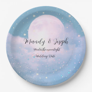 Dreamy celestial wedding bathed in moonlight paper plate