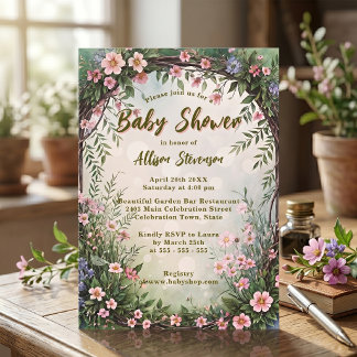 Dreamy Charming Spring Garden Party Baby Shower Invitation