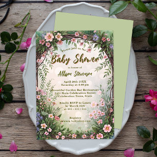 Dreamy Charming Spring Garden Party Baby Shower Invitation