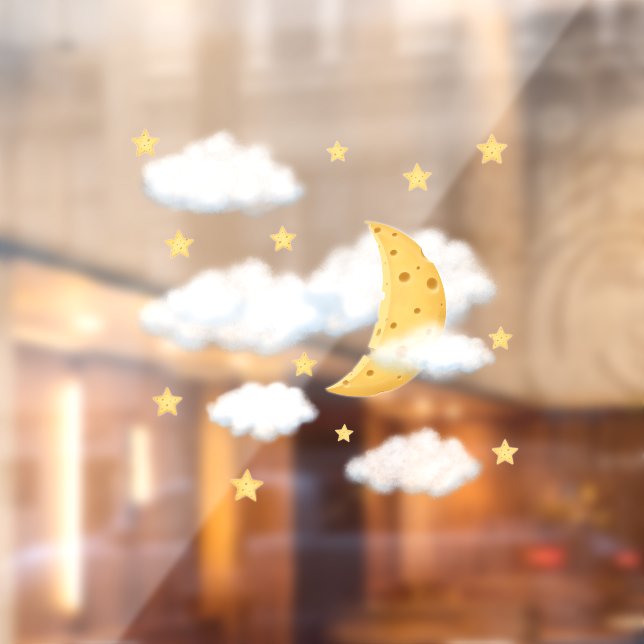 Dreamy Cheese Moon & Stars in fluffy Clouds Kids (Sheet 2)