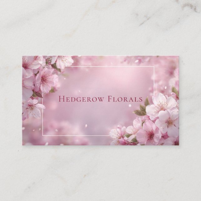 Dreamy Cherry Blossom Bokeh & Petals Business Card (Front)