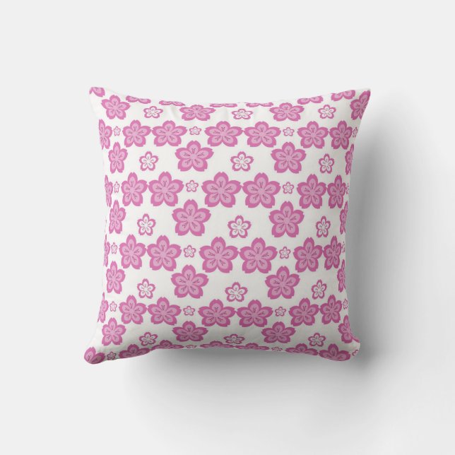 Dreamy Cherry Blossom Pink Flower Aesthetic  Cushion (Back)