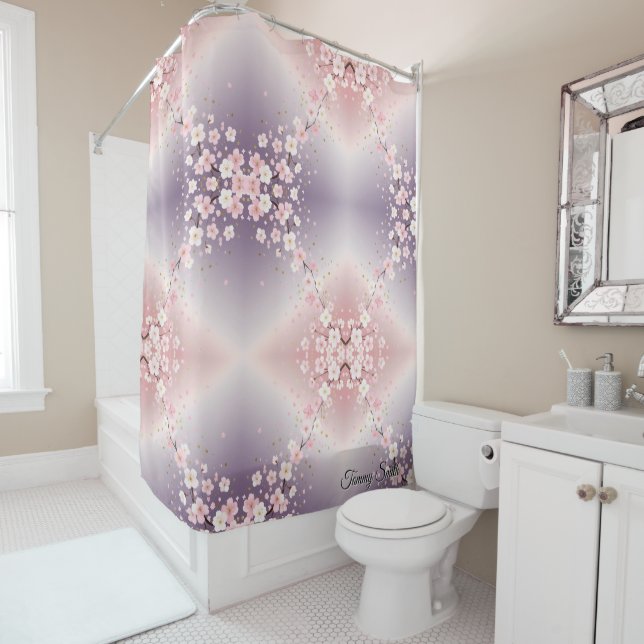 Dreamy Cherry Blossom Soft Pink Shower Curtain (In Situ)